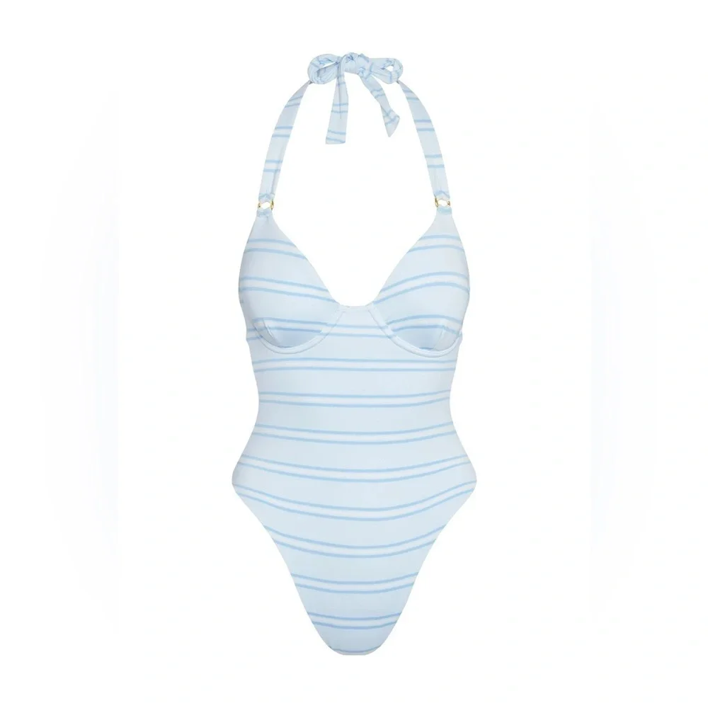 Monday Swimwear Honolulu Underwire One Piece in Ice Stripe